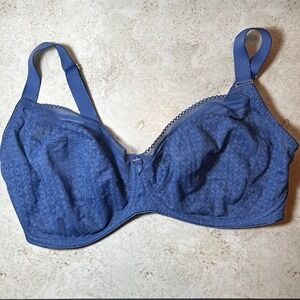 Freya Viva Lace Bra Blue Teal Size 38J No Underwire Full Cup Side Support 5641